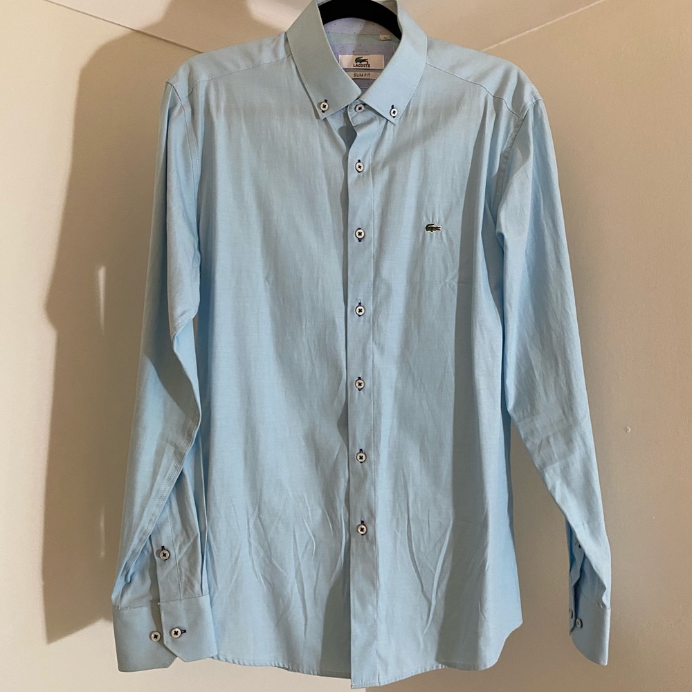 👔2/$60 LACOSTE Light Blue Dress Shirt